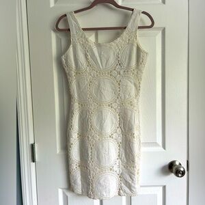 NWT Lace Sleeveless Bridal Mini Crochet Ivory White Classy Boho Dress 4 Small